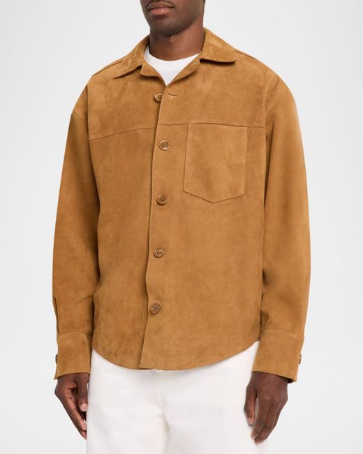 AMI Brown Apos;S Leather Button-Down Overshirt for men