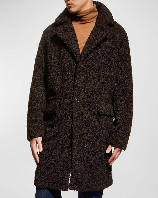 Karl Lagerfeld Black Faux-shearling Topcoat for men