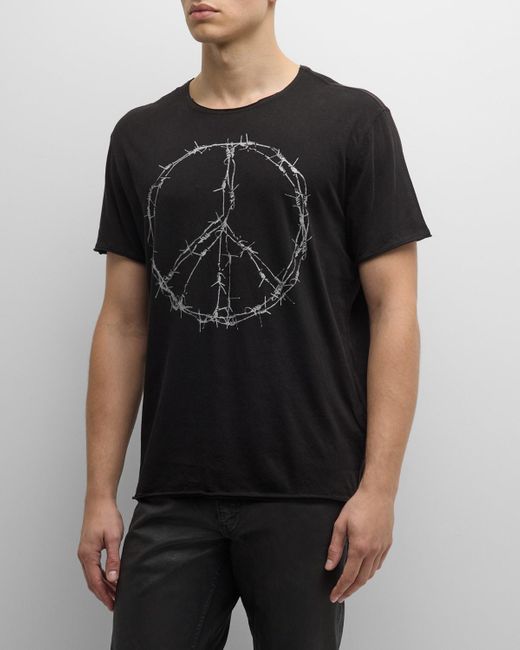 John Varvatos Black Barbed Wire Peace T-Shirt for men