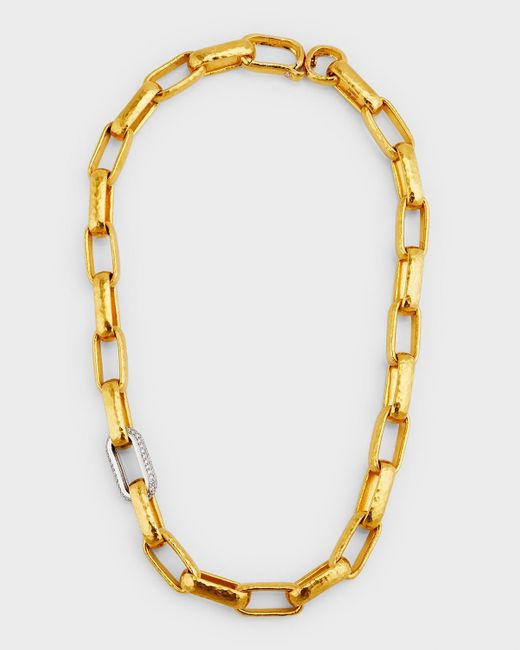 Gurhan Metallic Hoopla Short Necklace With Single Pave Link