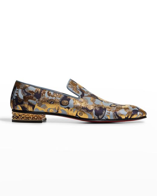 Christian Louboutin Multicolor Dandyrocks Studded-heel Jacquard Loafers for men