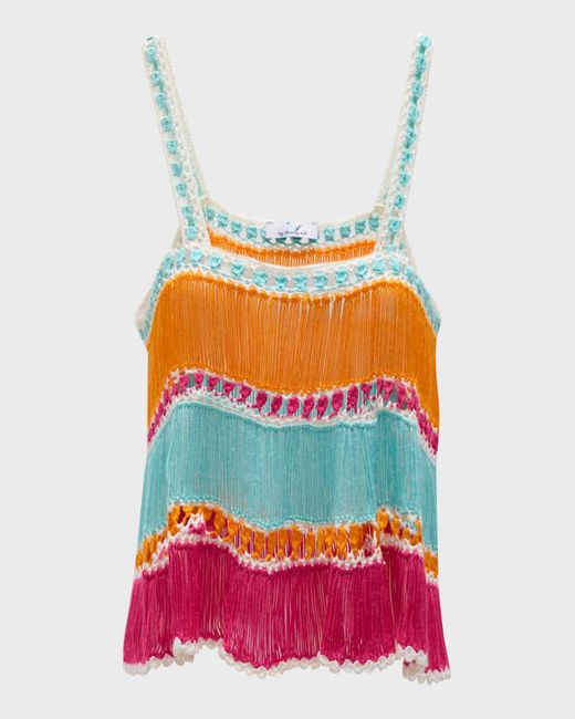 MY BEACHY SIDE Multicolor Hand Crochet Striped Crop Top