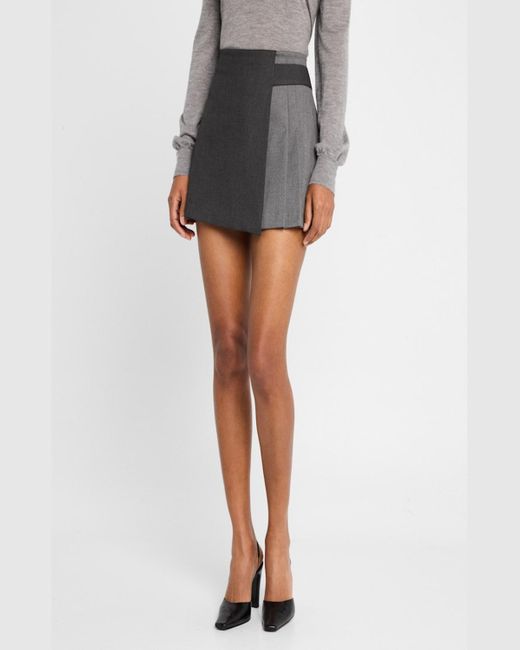 Alice + Olivia Toni Asymmetric Pleated Mini Skirt in Gray | Lyst