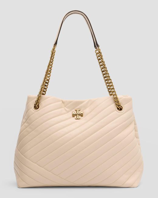 Tory Burch Natural Kira Chevron-Quilted Leather Tote Bag
