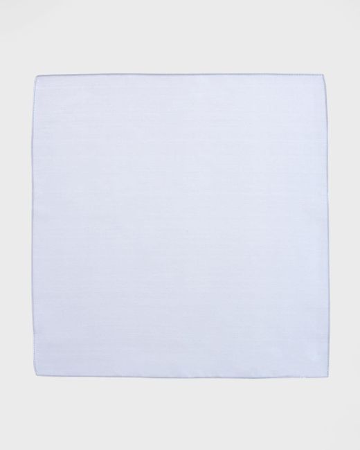 Trafalgar White Sutton Solid Silk Pocket Square for men