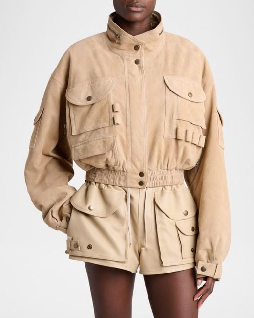 Balmain Natural Suede Multi-Pocket Utility Jacket