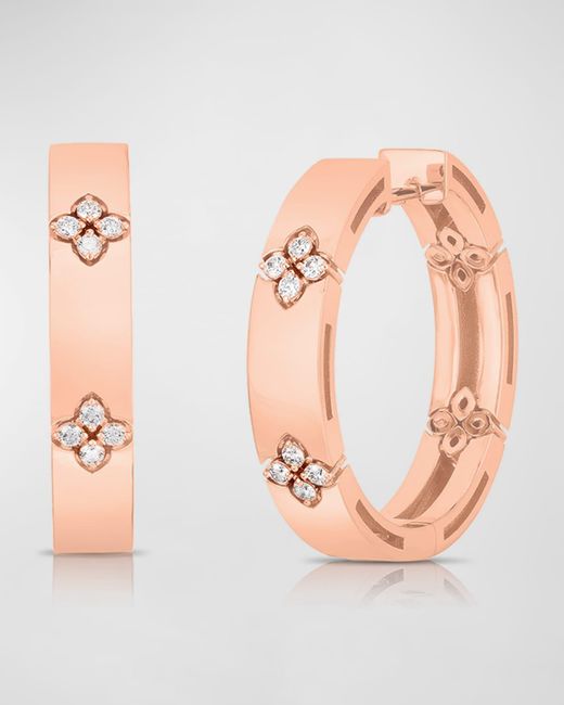 Roberto Coin Pink Love In Verona 18k Rose Gold Diamond Huggie Earrings, 24mm
