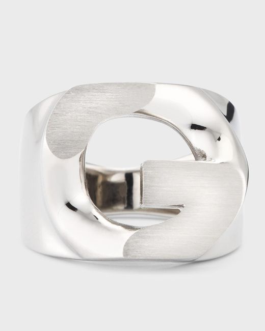Givenchy White G Chain Signet Ring for men