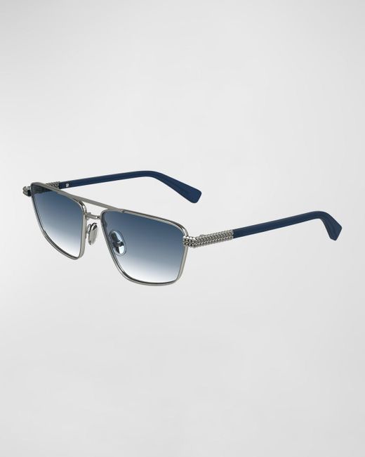 Lanvin Blue Concerto Navigator Metal Aviator Sunglasses