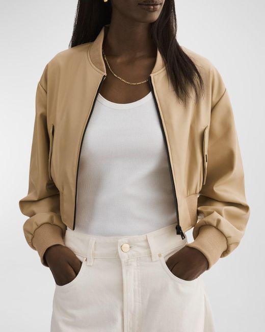 Lamarque Natural Evelin Faux-leather Bomber Jacket