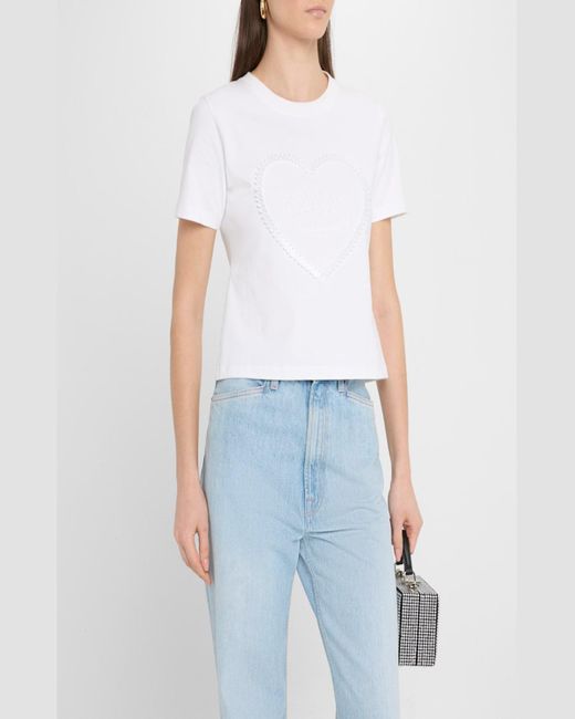 Ganni White Heavy Cotton Heart T-Shirt
