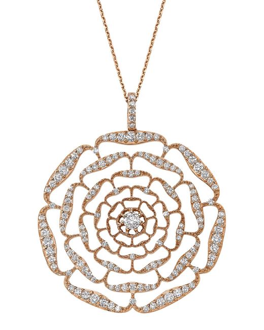 BeeGoddess Metallic Rosa Mundi 14k Open Diamond Pendant Necklace