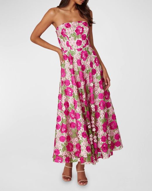 Shoshanna Strapless Floral-embroidered Maxi Dress