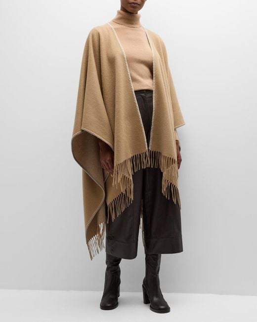 ALONPI Natural Tommi Double-faced Cashmere Poncho