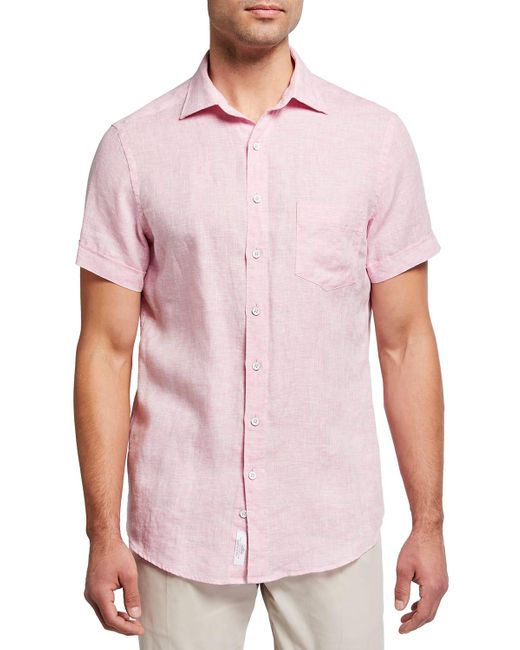 Rodd & Gunn Pink Ellerslie Solid Linen Sport Shirt for men