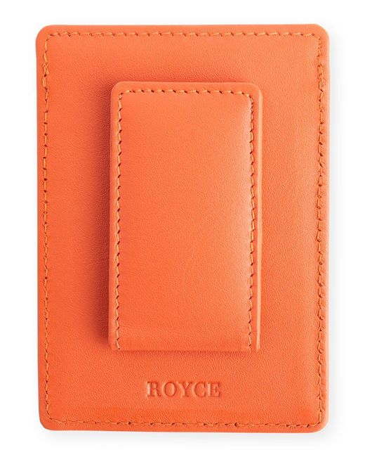 ROYCE New York Orange Magnetic Money Clip Wallet, Personalized for men