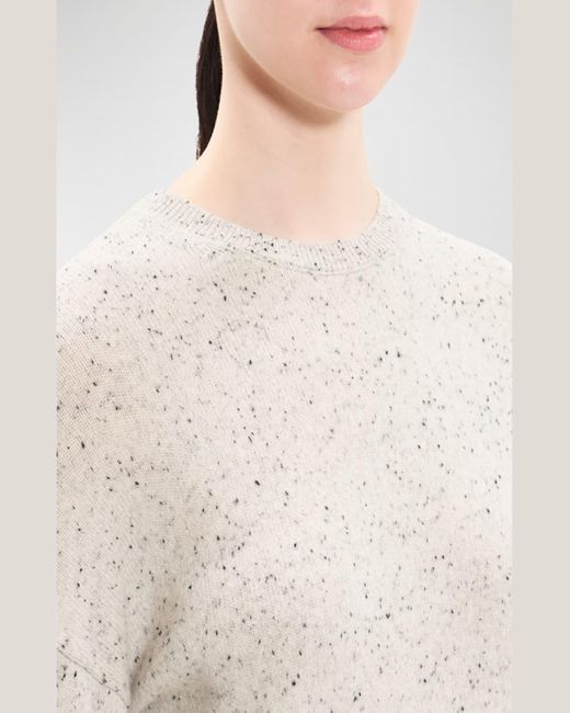 Theory White Karenia Wool-cashmere Drop-shoulder Donegal Sweater