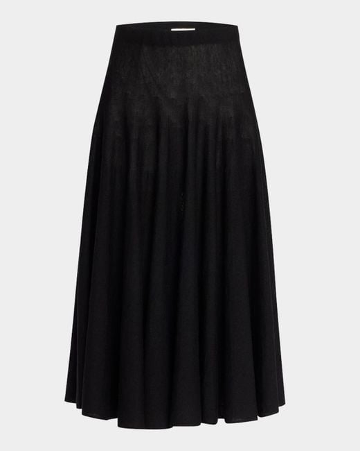 The Row Black Jaliah Cotton-Linen Knit Midi Skirt