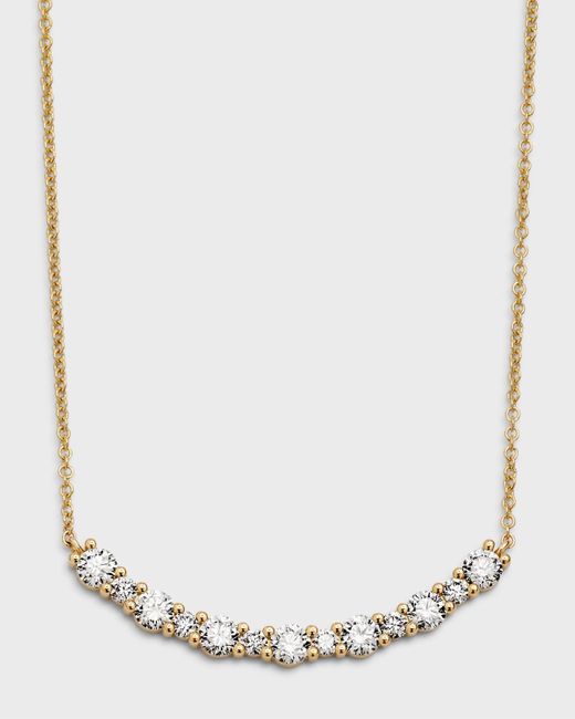 Neiman Marcus White 18k Yellow Gold Round Diamond Smiley Bar Necklace, 1.35tcw