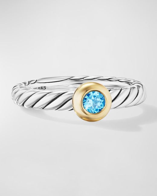 David Yurman Blue Cable Flex Ring With Gemstone