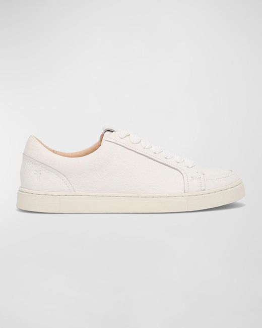 Frye White Ivy Mixed Leather Low-top Sneakers