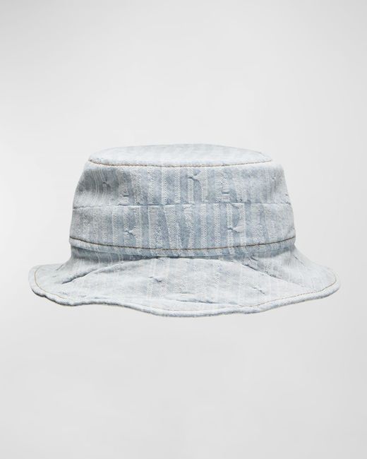 Amiri Blue Repeat Logo Denim Bucket Hat for men
