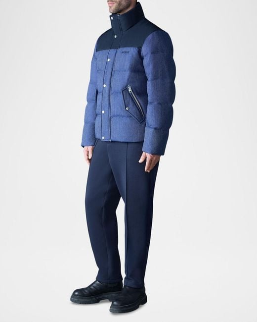 Mackage Blue Apos;S Everett Technical Denim Puffer Jacket for men