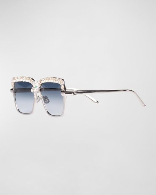 Anna Karin Karlsson Blue Panther Square Titanium-crystal Sunglasses