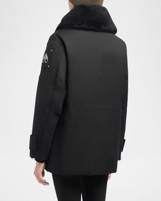 Moose Knuckles Black Aurora Shearling Trim Jacket