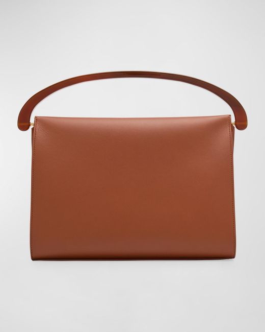 Dries Van Noten Brown Crisp Leather Top-Handle Bag