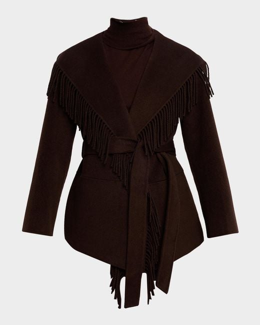 Jonathan Simkhai Black Rowen Fringe Wool Jacket