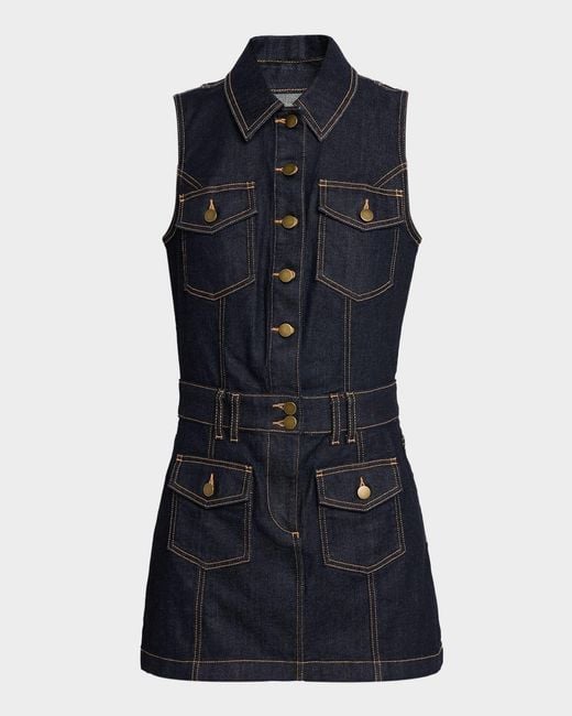 ramy brook denim dress Women's Karla - Blue - Size 24 this denim mini features a sleek button Ramy Brook Jenna Denim Mini