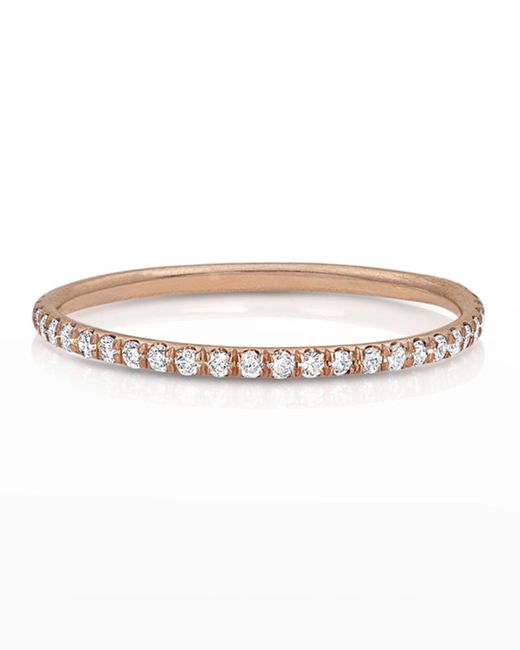 Dominique Cohen White 18k Rose Gold Diamond Delicate Stacking Ring, Size 7