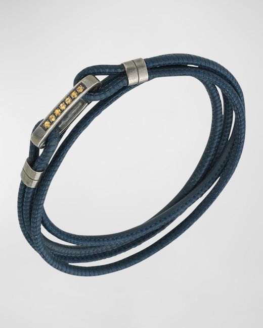 MARCO DAL MASO Blue Lash Multi Wrap Smooth Leather Bracelet for men