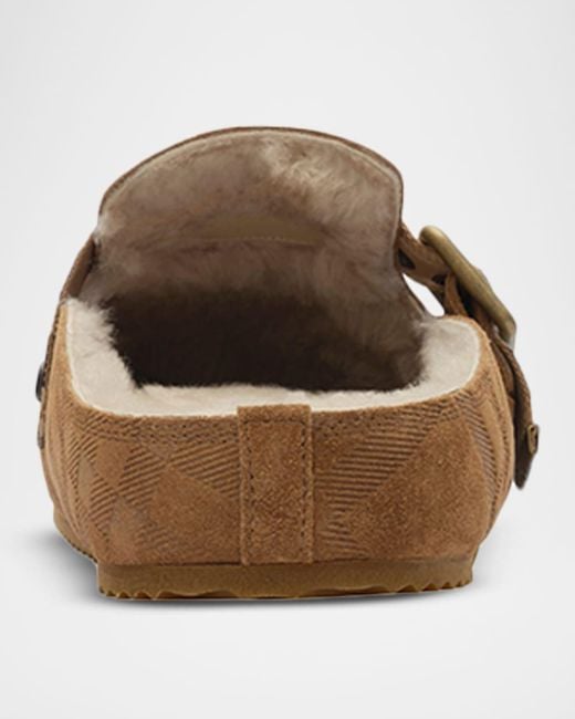 Burberry Brown Urchin Shearling-Lined Suede Clogs