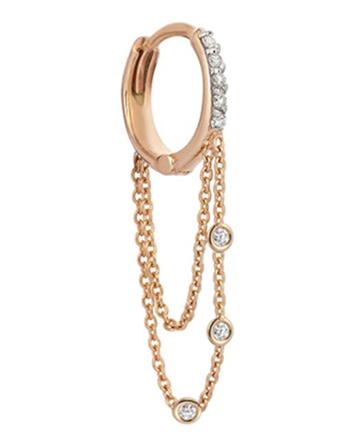 Kismet by Milka Metallic Colors 14K Rose Triple-Chain Hoop Earring With Champagne Diamonds