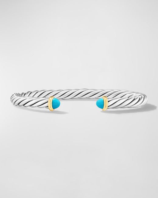 David Yurman Blue Cable Flex Cuff Bracelet With Gemstone And 14K for men