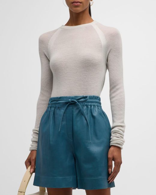 Co. Blue Raglan-Sleeve Sheer Cashmere Sweater