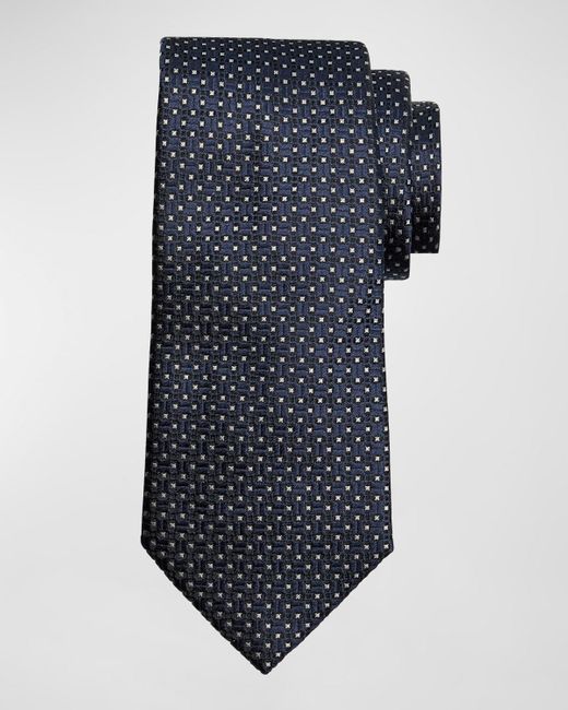 Emporio Armani Blue Geometric Jacquard Silk Tie for men