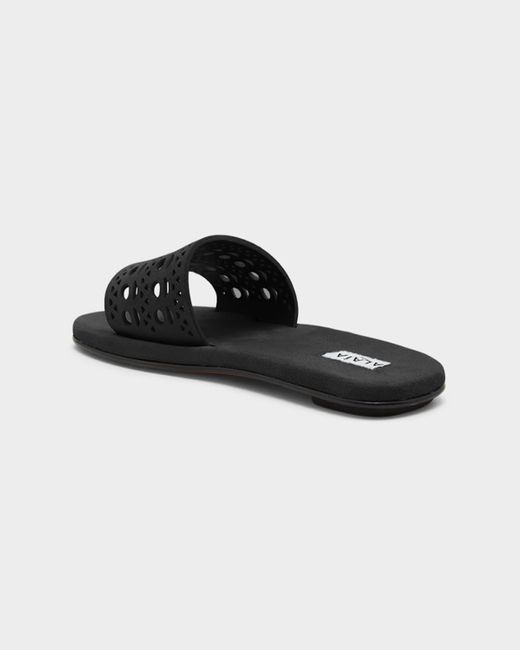 Alaïa Black Vienne Cutout Flat Slide Sandals