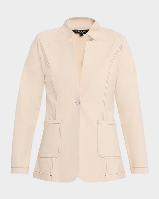 Misook Natural Single-Button Ponte Blazer
