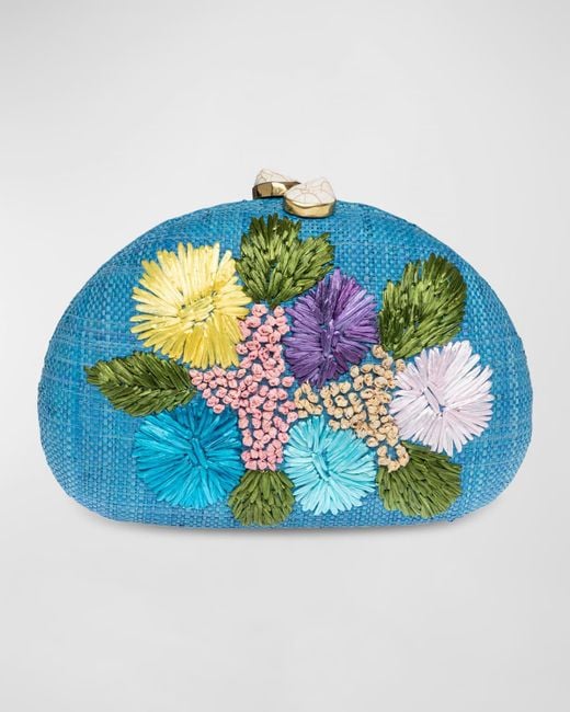 Rafe New York Berna Floral Straw Clutch Bag in Blue Lyst