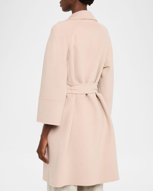 Max Mara Natural Double-Faced Wool Wrap Coat