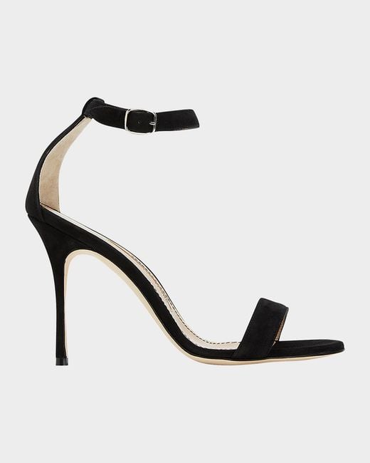 Manolo Blahnik Black Chaos Suede Stiletto Sandals