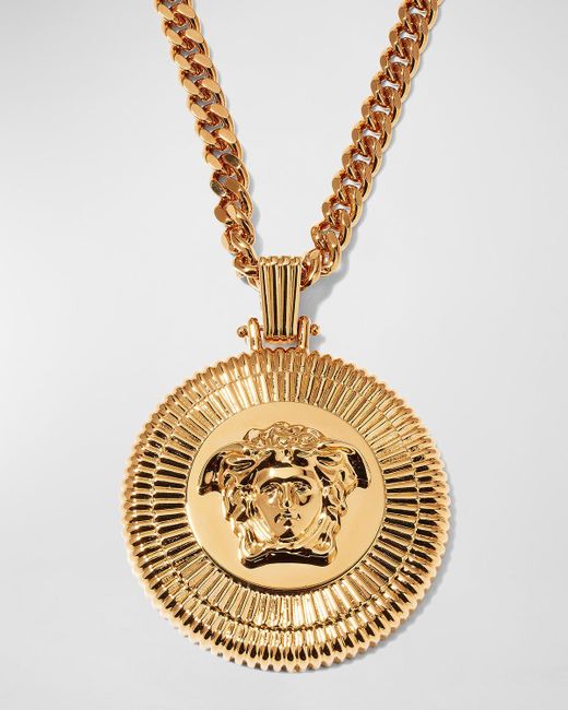 Versace Metallic Medusa Biggie Pendant Necklace, 20"l for men