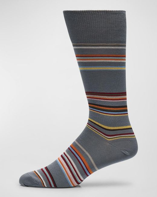 Paul Smith Gray Signature Stripe 3-Pack Crew Socks for men
