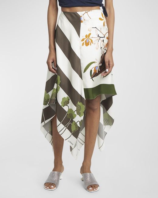 Loewe Multicolor X Paula Ibiza Asymmetric Silk Foulard Skirt