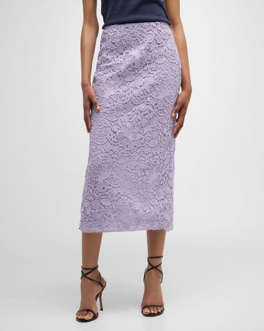 Carolina Herrera Purple Lace Midi Skirt