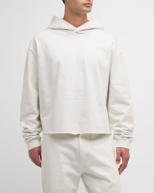 Maison Margiela Gray Cropped Hoodie With Tonal Embroidery for men
