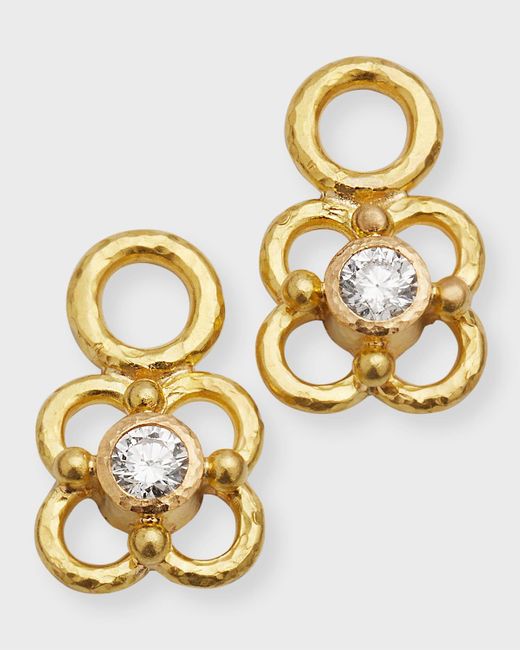 Elizabeth Locke Metallic 19K Diamond Flower Earring Pendants